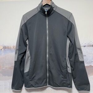 Vtg STARTER Track Jacket Mens S Grey Colorblock Full‎ Zip Pockets Activewear Y2K